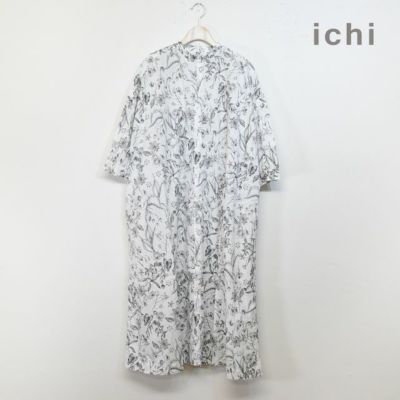 Ichi 花柄プリントバンドカラーシャツワンピ Hug Hug Ichi 花柄プリントバンドカラーシャツワンピ Hug Hug