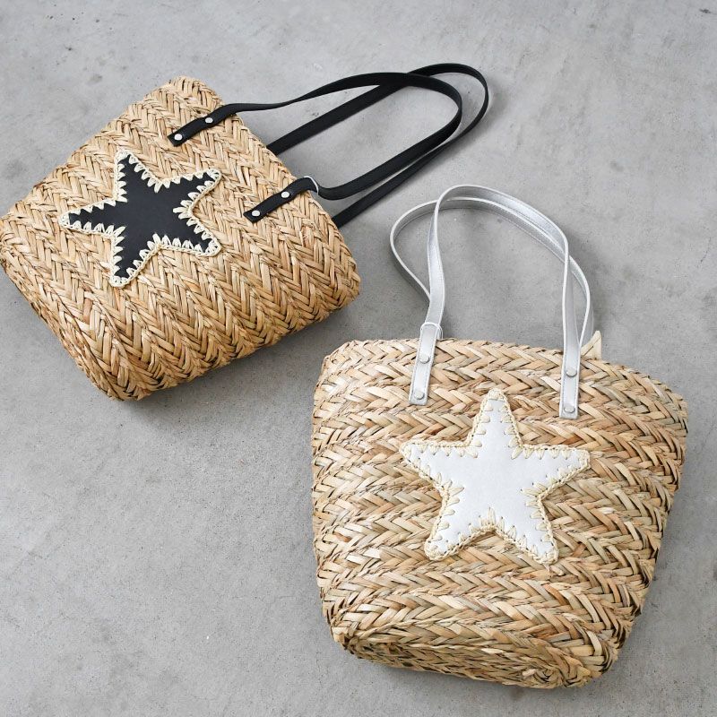スター柄かごバッグ 