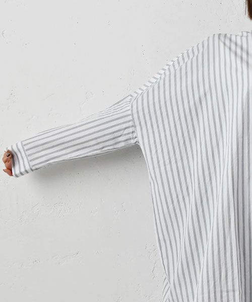 mizuiro ind｜stripe stand collar wide shirt [[1-230059]][F] | ma28