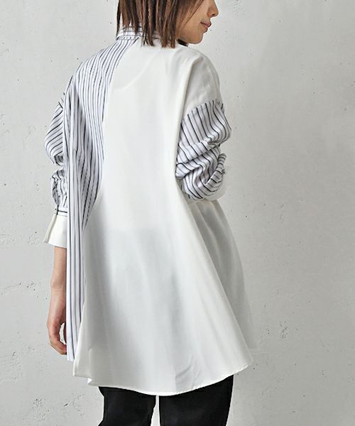 Parc.1｜Stripe Mix Asymmetry Shirt [[102-064110]][F]