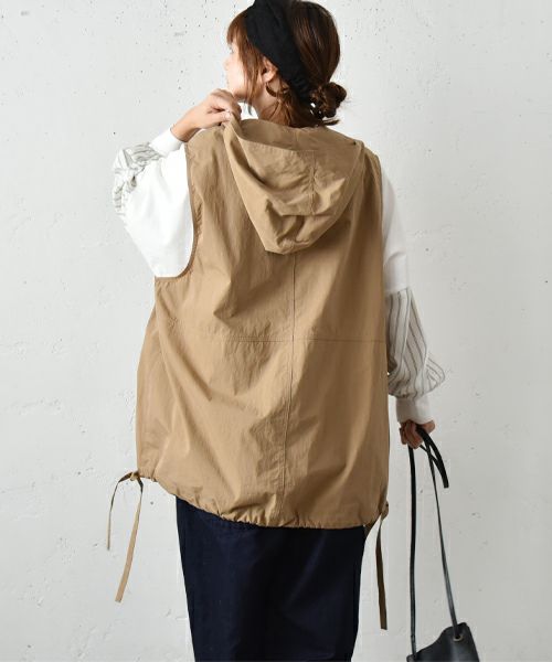 hagumu｜フード付きコットンナイロンベスト [[hag-110]][C] | ma28