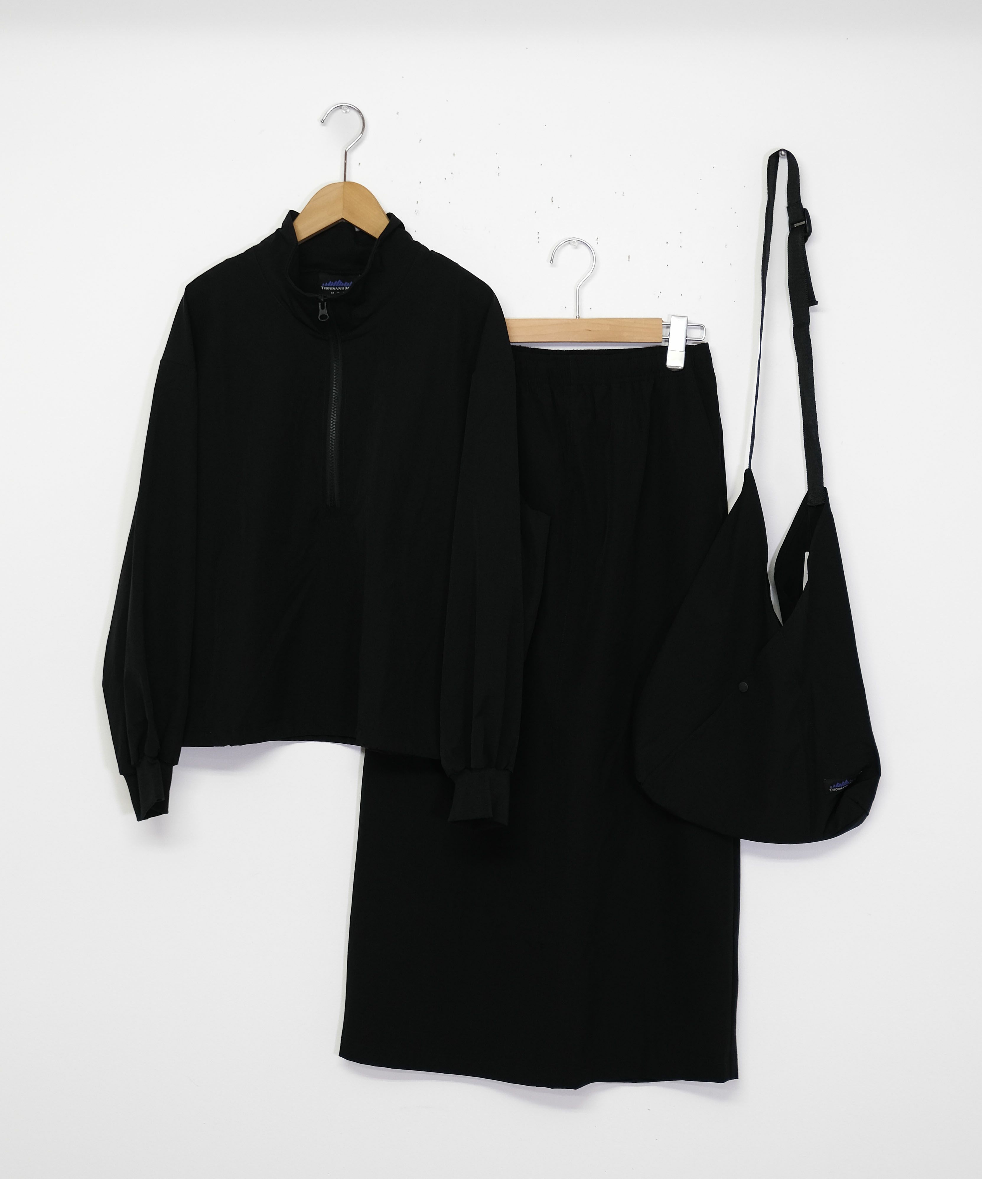  THOUSAND MILE｜HALF ZIP T-SHIRT & SLIT SKIRT SET [[TM242NP00122]][D]