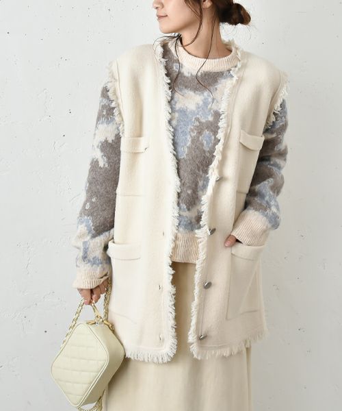 HUMS｜ポケット付きフリンジベスト [[6440141]][C]