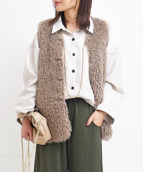 Risley｜チベットラム風リバーシブルベスト [[R2403-TFV570]][F  