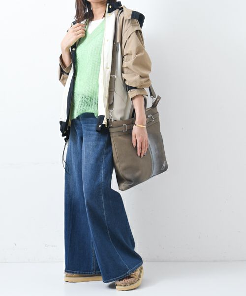 新品M.U.L. スタッドトートM☆デニムレザー☆ペイントあり☆エムユーエル☆