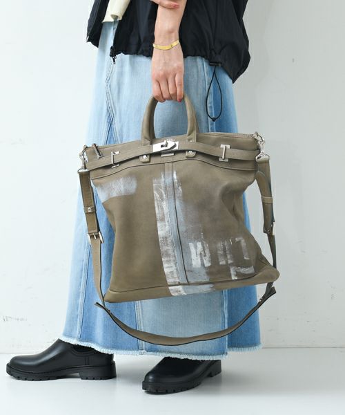 M.U.L｜ペイントデザインデニムレザーヘルメットバッグM [[MUL068 