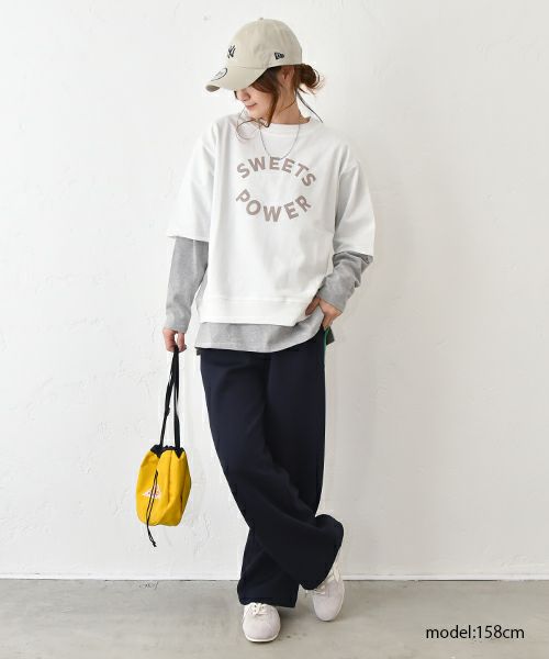 Gives a sense of fullment｜6分袖プリントスウェット [[851307]][C]