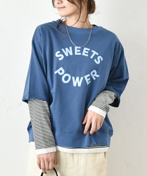 Gives a sense of fullment｜6分袖プリントスウェット [[851307]][C]