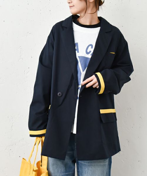  Gives a sense of fullment｜配色テープジャケット [[851330]][C]