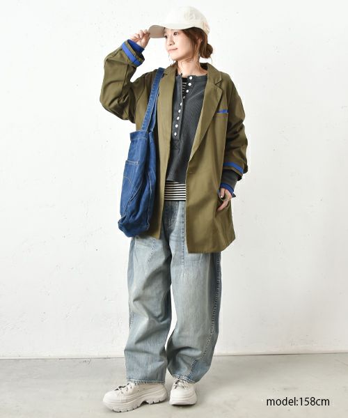  Gives a sense of fullment｜配色テープジャケット [[851330]][C]