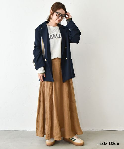 HUMS｜リネンタックサーキュラーマキシスカート [[851104]][C]