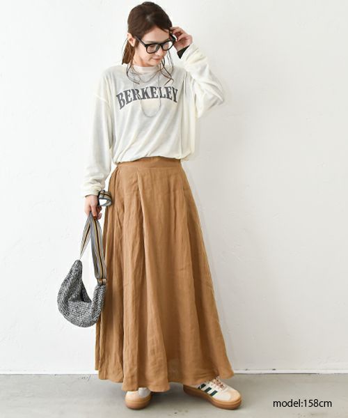 HUMS｜リネンタックサーキュラーマキシスカート [[851104]][C]
