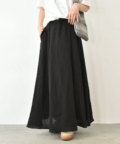 HUMS｜リネンタックサーキュラーマキシスカート [[851104]][C]