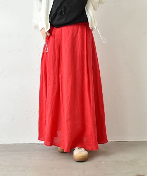 HUMS｜リネンタックサーキュラーマキシスカート [[851104]][C]