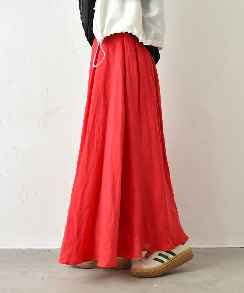 HUMS｜リネンタックサーキュラーマキシスカート [[851104]][C]