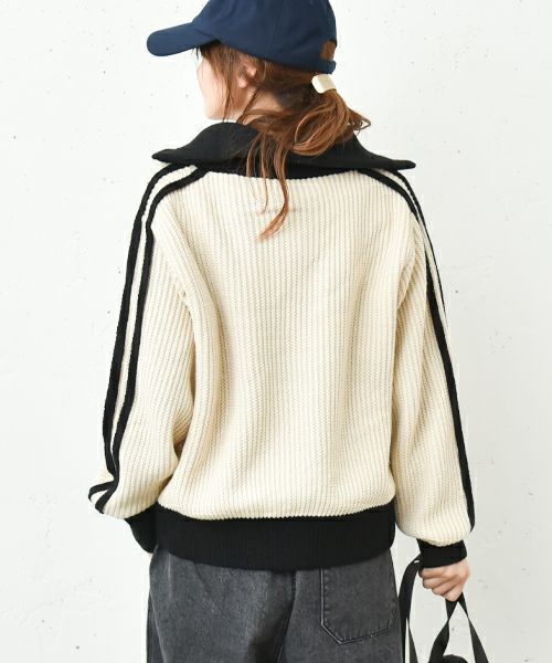 IN THE MARKET｜Wラインジップアップニットトラックジャケット [[HU 