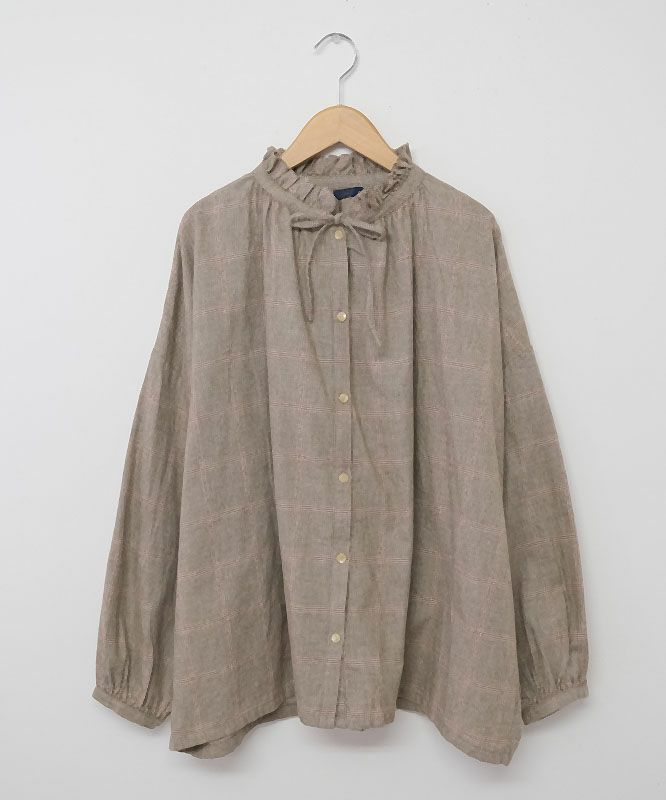 ichi｜フリルネックチェックシャツ [[240705]][C] | ma28 ONLINE STORE