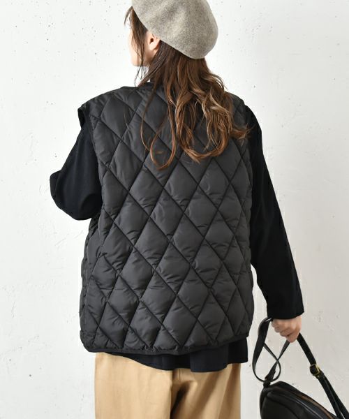 archive フード付きネイビーキルティングベスト M archive フード付き