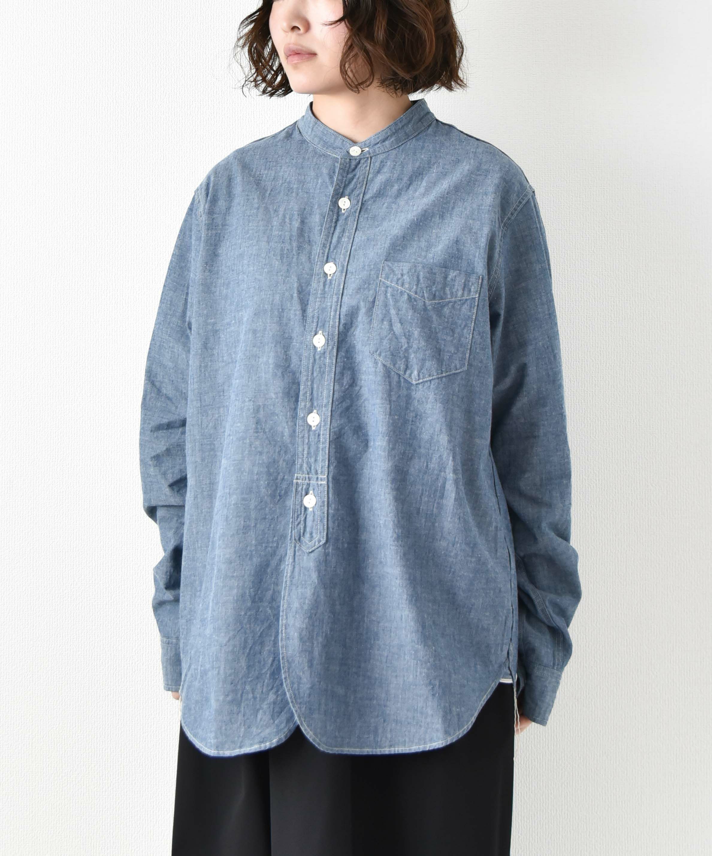 FOB FACTORY｜バンドカラーシャツ [[F3428]][D]