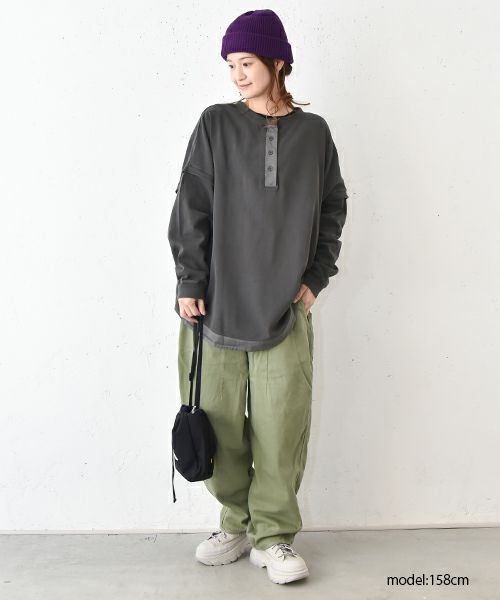 IN THE MARKET｜ピグメント裏毛ヘンリーネック前後2wayプルオーバー [[9280-42]][C]