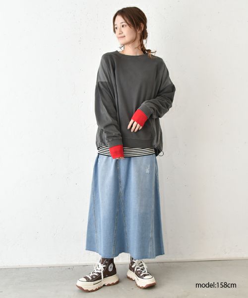 IN THE MARKET｜ピグメント裏毛フハク切替カットソー [[380-42]][C]