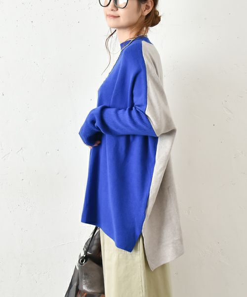 HUMS｜ドルマンバイカラーニット [[RNK-0933]][C]HUMS｜ドルマンバイカラーニット [[RNK-0933]][C]