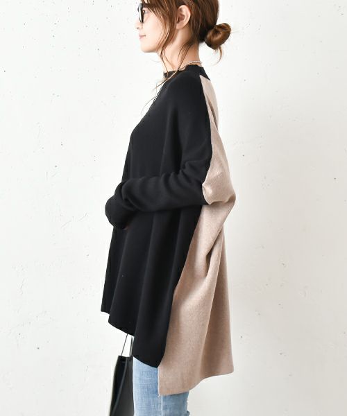 HUMS｜ドルマンバイカラーニット [[RNK-0933]][C]