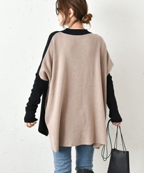 HUMS｜ドルマンバイカラーニット [[RNK-0933]][C]