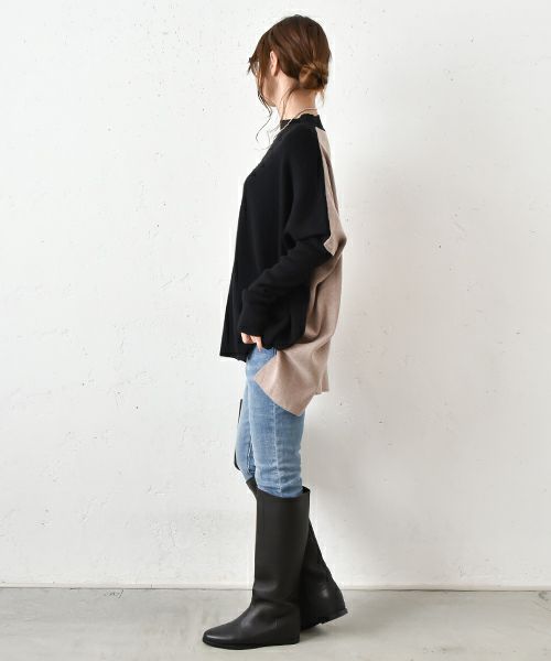 HUMS｜ドルマンバイカラーニット [[RNK-0933]][C]