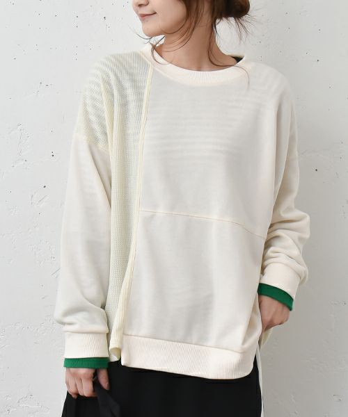 IN THE MARKET｜裏毛ワッフル切替パッチワークチュニック [[40021152]][C]