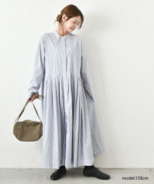 OMEKASI｜タック前開きストライプワンピース [[hag-111-3]][C]