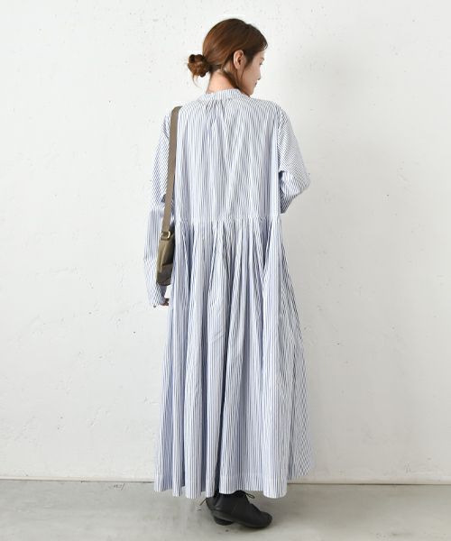 OMEKASI｜タック前開きストライプワンピース [[hag-111-3]][C]