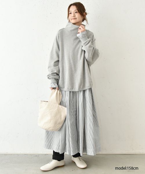 OMEKASI｜タック前開きストライプワンピース [[hag-111-3]][C]