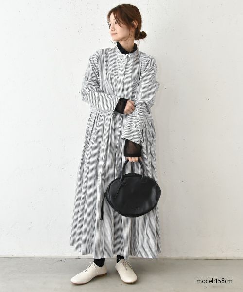 OMEKASI｜タック前開きストライプワンピース [[hag-111-3]][C]