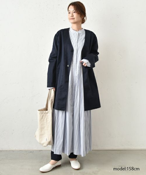 OMEKASI｜タック前開きストライプワンピース [[hag-111-3]][C]