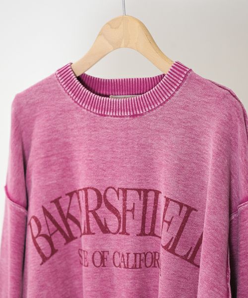 Hymn LIPA　ケミカルウォッシュクルーロゴPO　ピンク