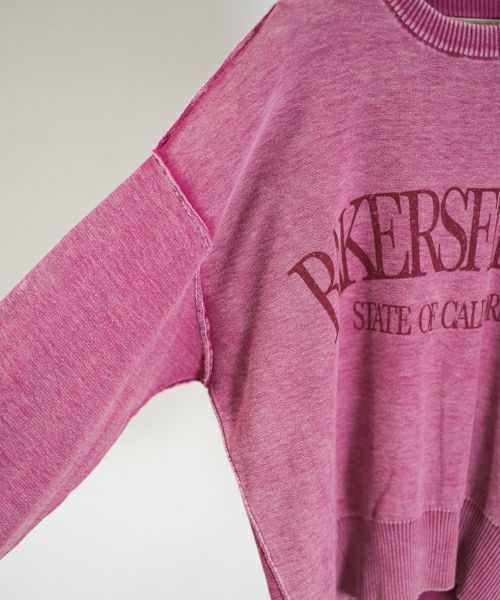 Hymn LIPA　ケミカルウォッシュクルーロゴPO　ピンク