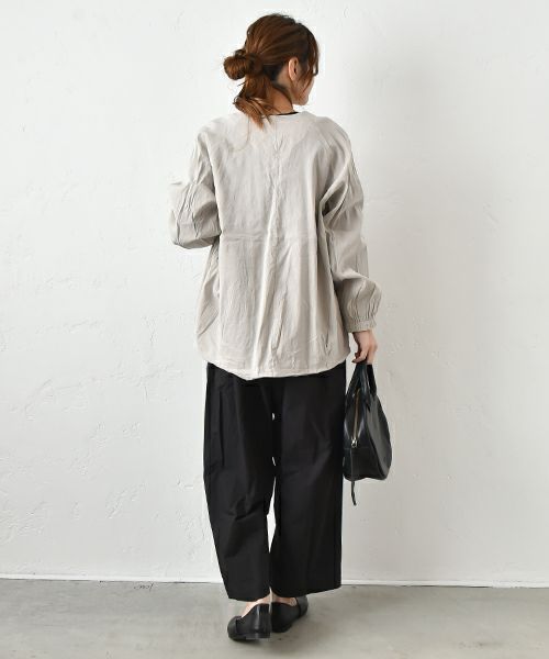 prit｜リネンレーヨンストレッチトッパーコクーンジャケット [[P91507]][C]