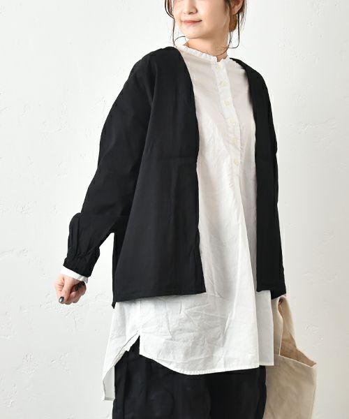 prit｜リネンレーヨンストレッチトッパーコクーンジャケット [[P91507]][C]