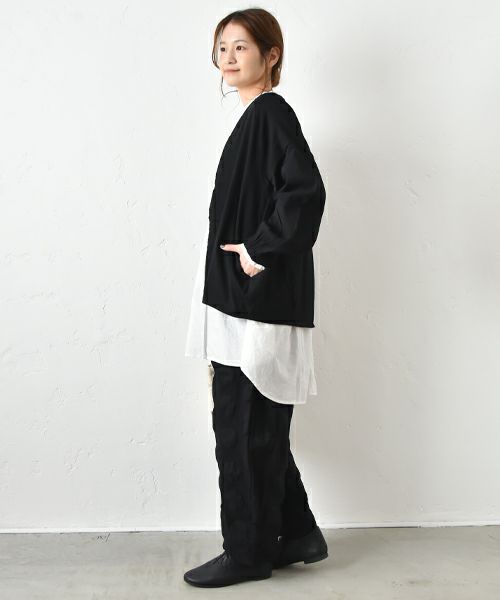 prit｜リネンレーヨンストレッチトッパーコクーンジャケット [[P91507]][C]