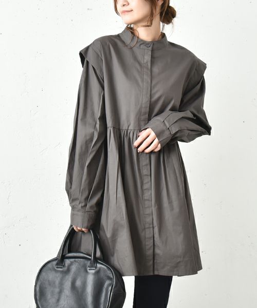 hagumu｜スタンドカラーシャツチュニック [[32120A332]][C]