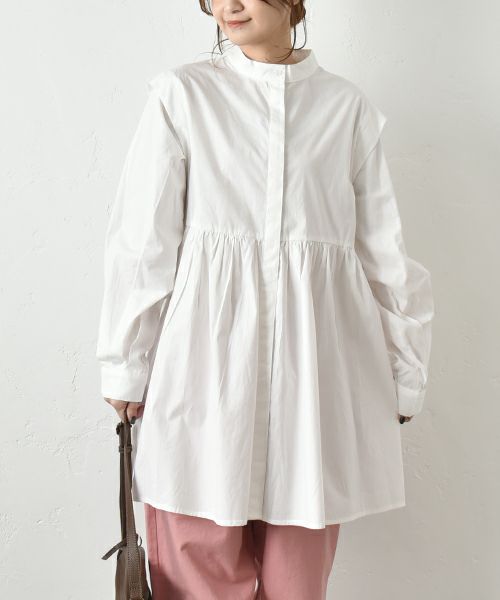 hagumu｜スタンドカラーシャツチュニック [[32120A332]][C]