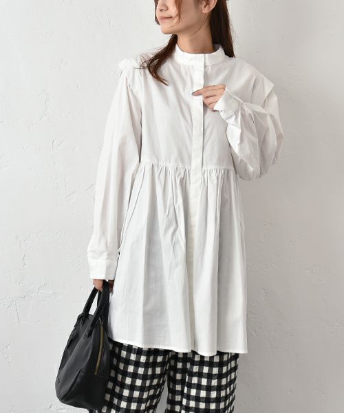 hagumu｜スタンドカラーシャツチュニック [[32120A332]][C]