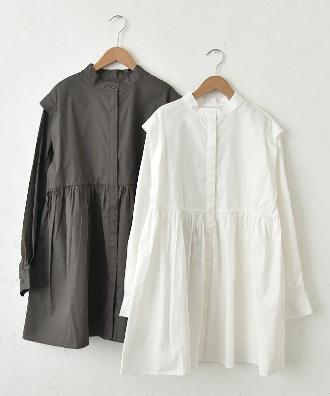 hagumu｜スタンドカラーシャツチュニック [[32120A332]][C]