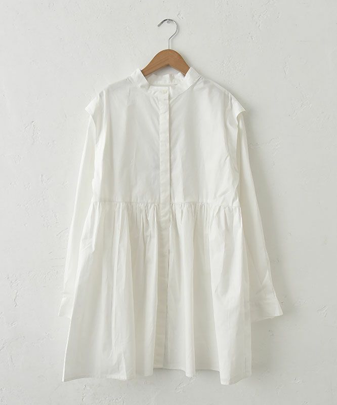 hagumu｜スタンドカラーシャツチュニック [[32120A332]][C]