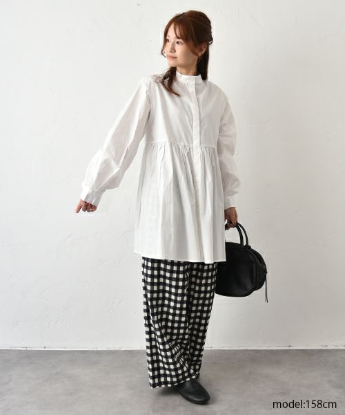 hagumu｜スタンドカラーシャツチュニック [[32120A332]][C]