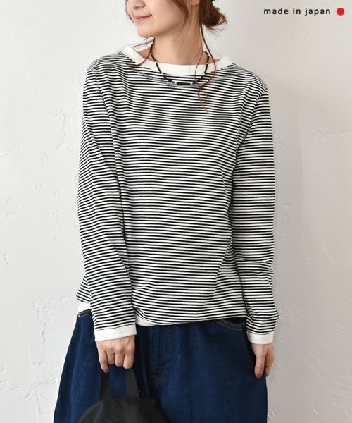 and quarter｜ボーダー10分袖カットソー [[MA-050]][C]