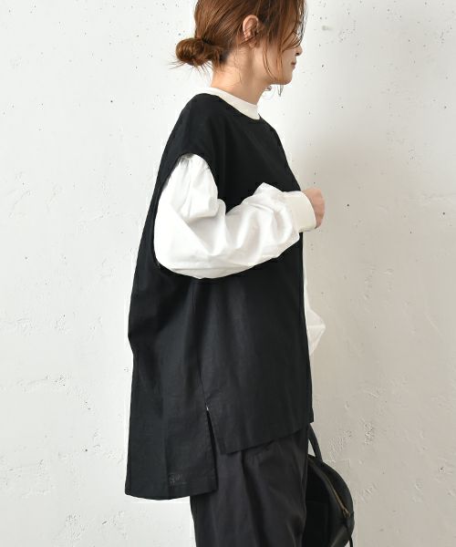hagumu｜クルーネックロングベスト [[hag-128]][C]