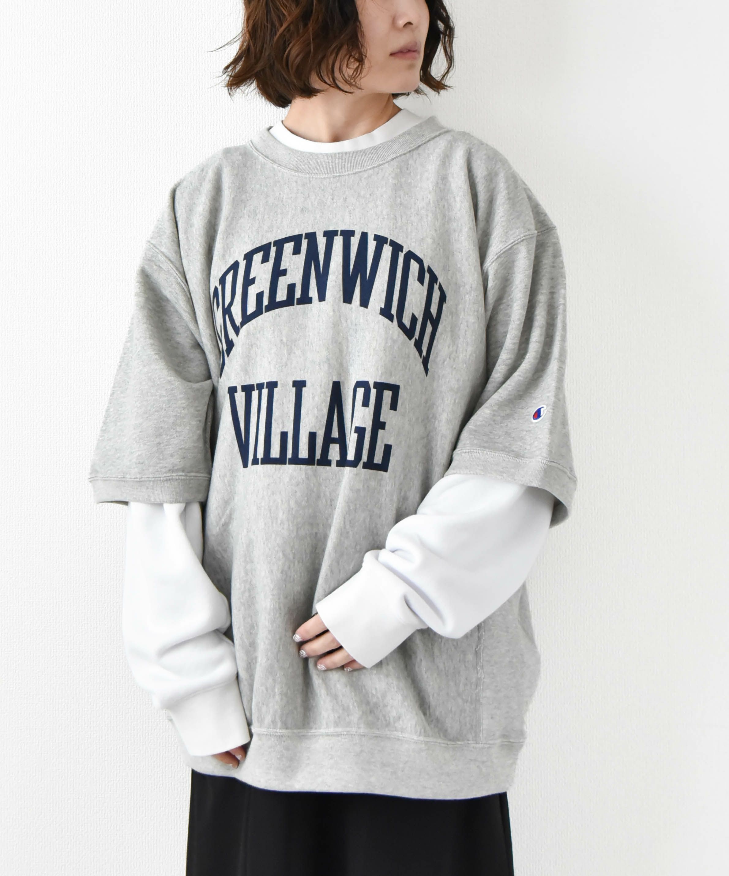  Champion｜リバースウィーブ ショートスリーブクルーネックスウェットシャツ [[C3-B002]][D]