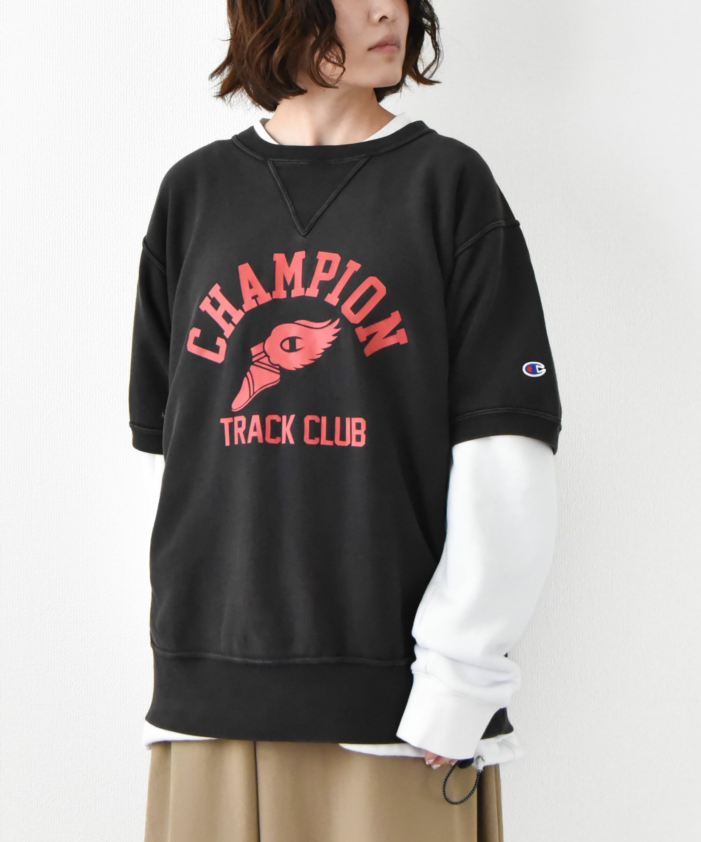 Champion｜リバースウィーブ ショートスリーブスウェットシャツ [[C3-B014]][D]